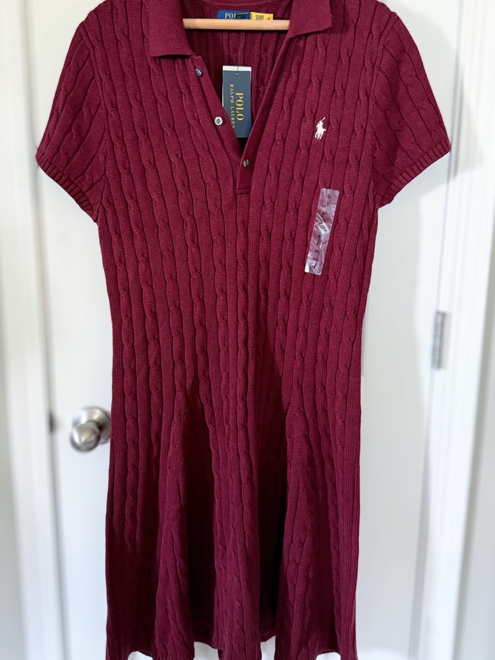 Polo by Ralph Lauren Cable Knit Midi Tennis Dress in Burgundy
